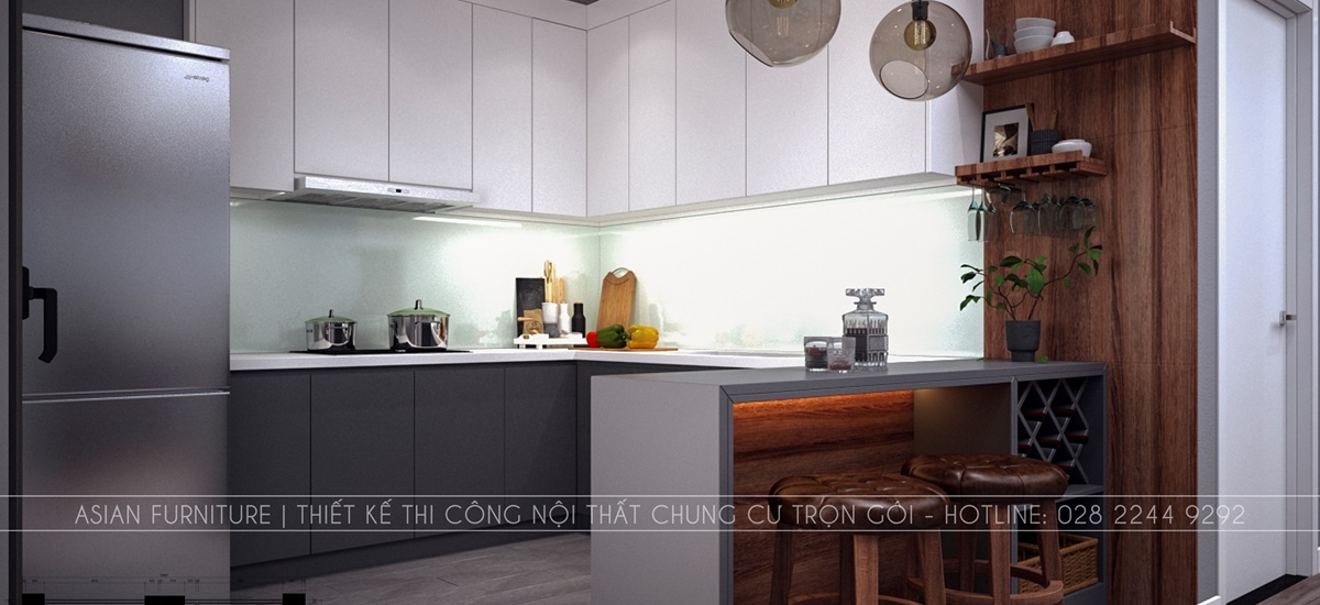 Thiết kế phòng bếp căn hộ Hommy 76m2 1